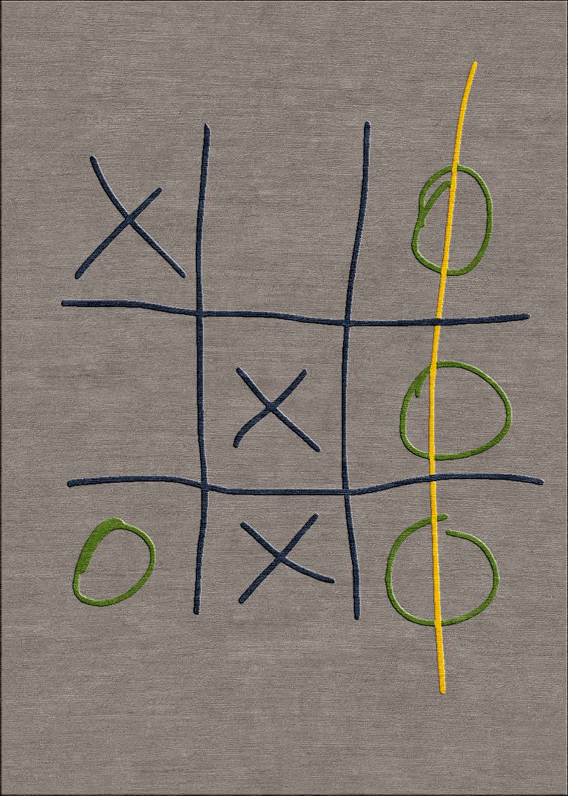 現(xiàn)代簡約咖灰色圈叉游戲圖案地毯貼圖