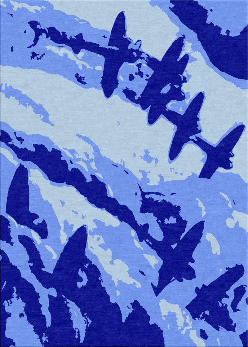 現(xiàn)代簡約深淺藍(lán)色飛機(jī)天空圖案地毯貼圖