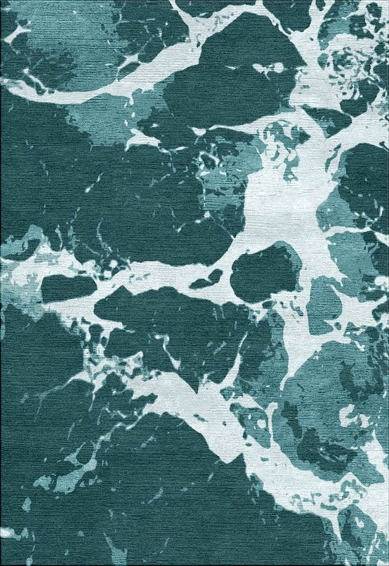 新中式青綠色海浪圖案地毯貼圖