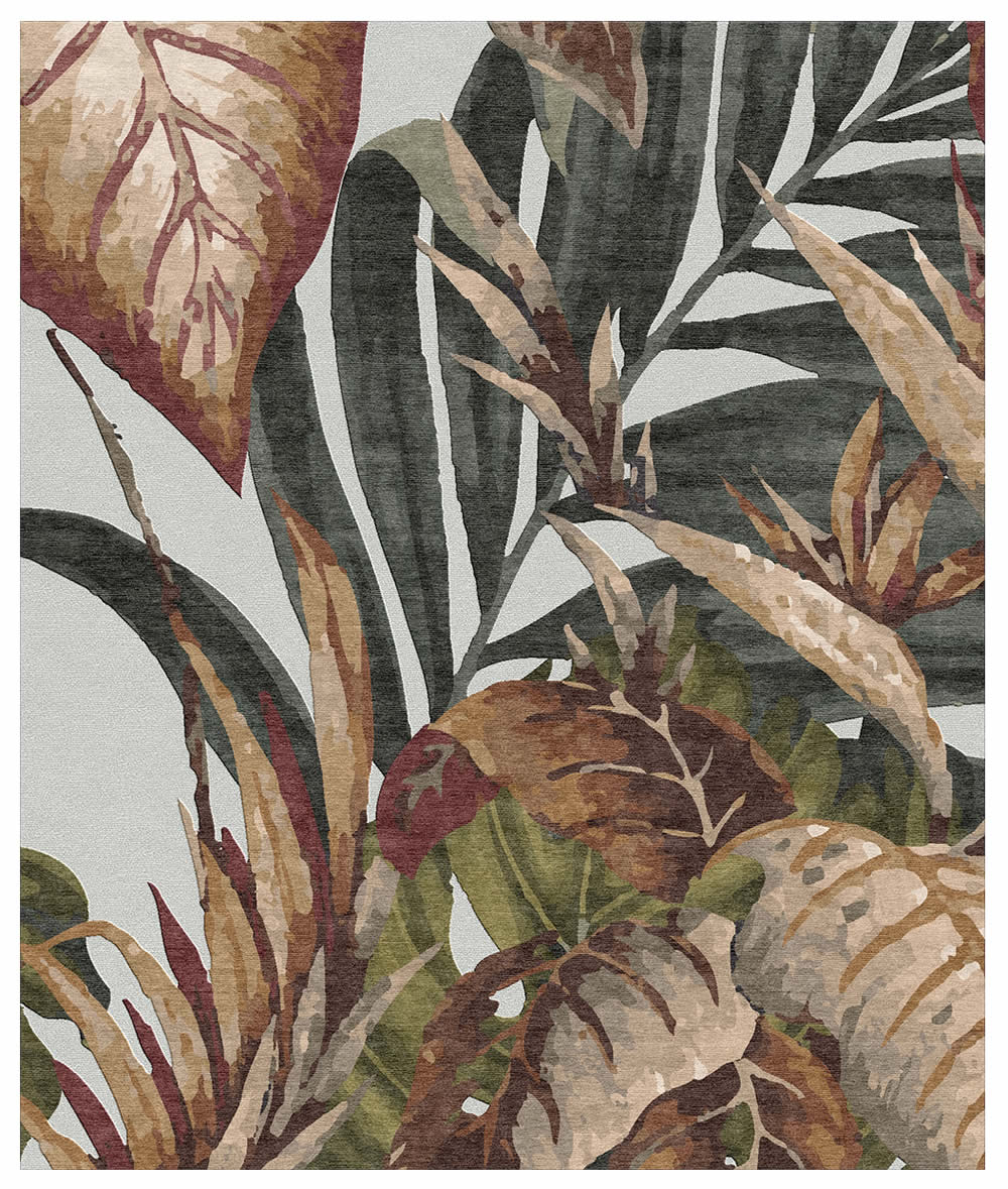 現(xiàn)代美式枯萎綠葉植物圖案地毯貼圖