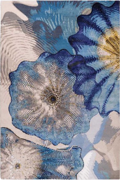 美式田園藍(lán)灰色花朵葉子圖案地毯貼圖